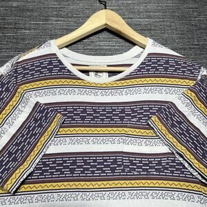 O'Neil Shirt Men's L White Colorful Striped Short Sleeve Standard Fit FA2103101